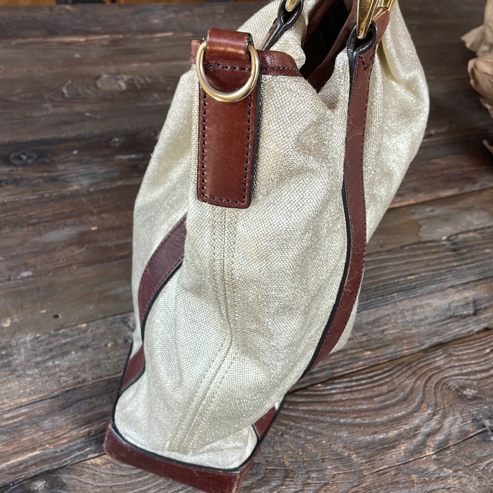Burberry gold metallic coated canvas  satchel - Picture 14 of 16